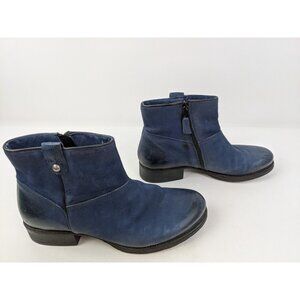Miz Mooz New York Norbert Size 42 US Size 10.5 Leather Ankle Boots Blue Side Zip